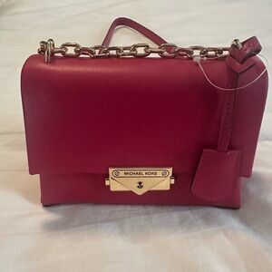 Michael Kors Fuchsia Crossbody Bag with Gold Chain